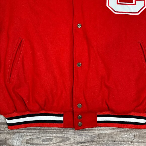 NWT Steve & Barry’s University Sportswear Varsity Jacket XXL Red/ Ivory "Cocks" - Picture 2 of 15